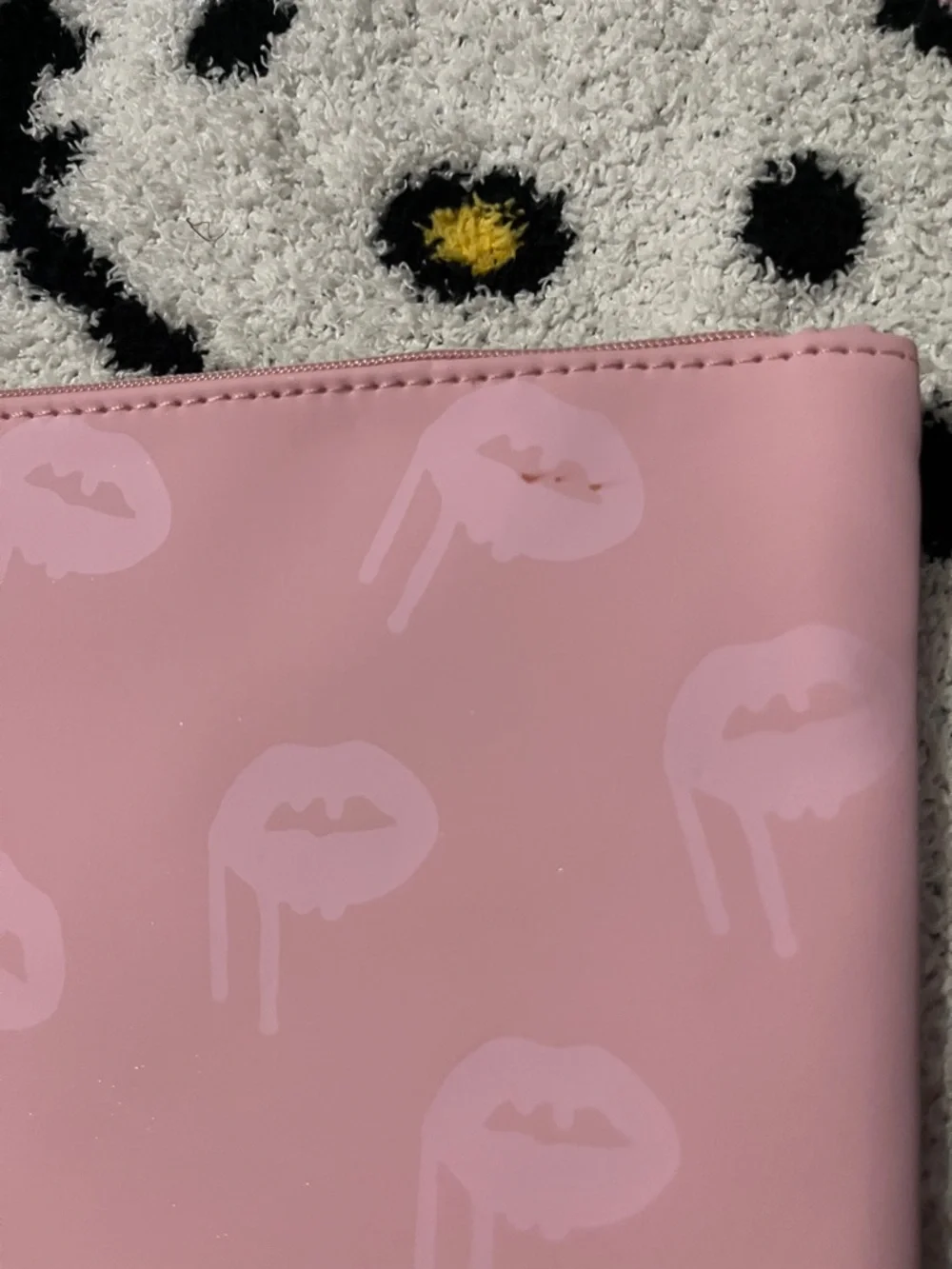 Kylie Pink Lip Print Cosmetic Pouch